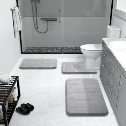 Yimobra Memory Foam Bath Mat, Super Soft Absorbent Bathroom Rug Non Slip, Quick Dry, Machine Washable Floor Carpet for Tub Shower, Home Decor Accessories, 24x17, Grey