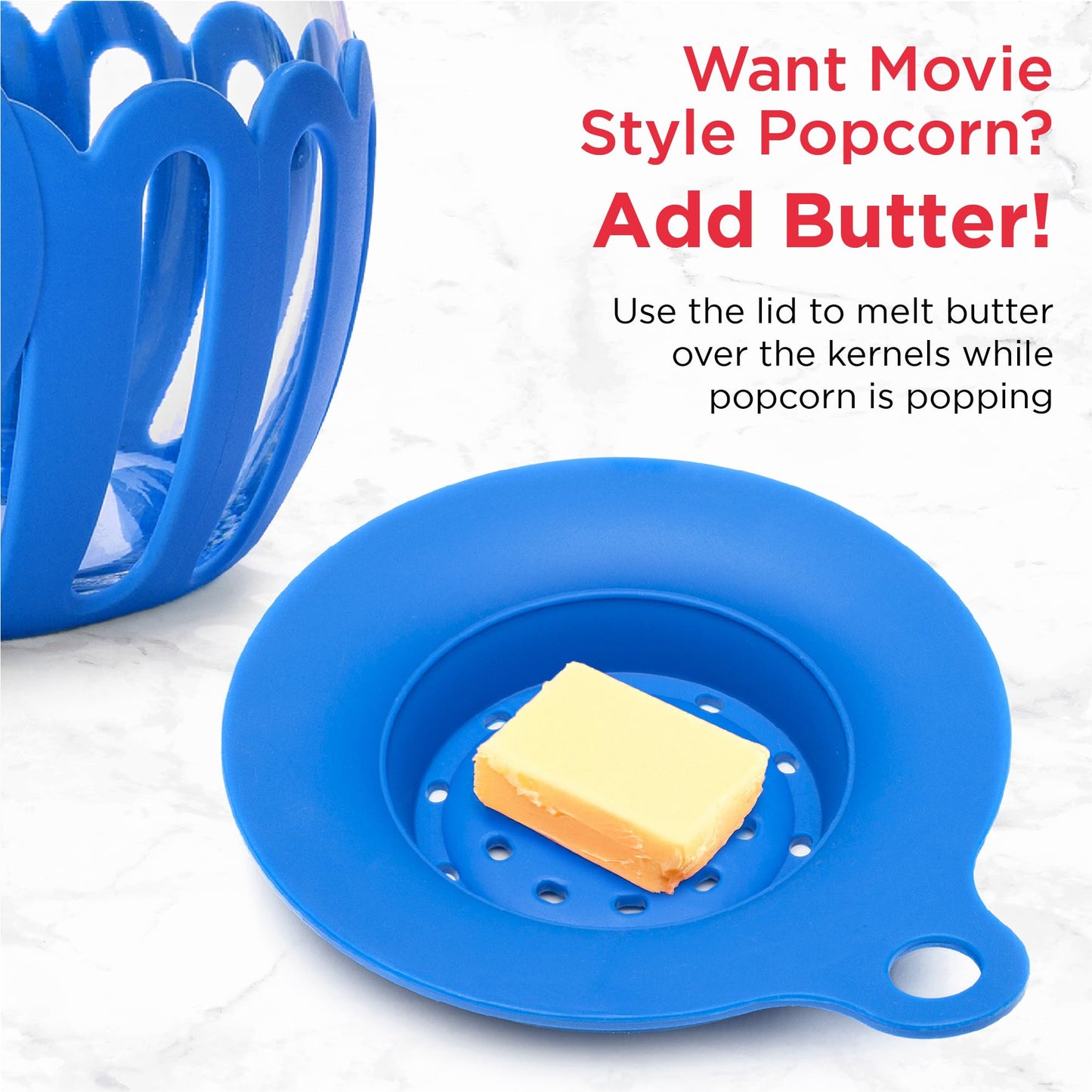 Ecolution Patented Micro-Pop Microwave Popcorn Popper with Temperature Safe Glass, 3-in-1 Lid Measures Kernels and Melts Butter, Made Without BPA, Dishwasher Safe, 3-Quart, Aqua