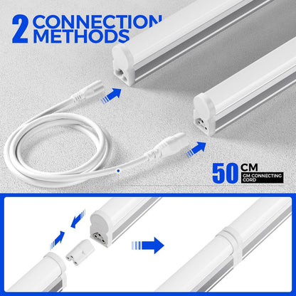 Barrina Led Batten Light 4ft, 6 Packs, T5 Led Tube Lights, 2200lm 6500K Super Bright White LED Garage Lighting, Wall and Ceiling Batten Lights, 20W