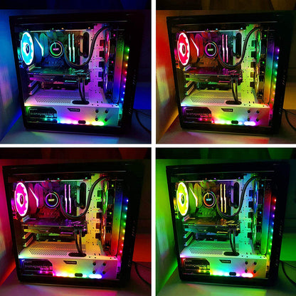 Speclux PC Addressable RGB LED Strip Lights Kit - Magnetic PC Case Lighting, 2PCS 42LEDs ARGB Strip for 5V 3pin RGB Header Motherboard Asus Aura, Asrock RGB Led, Gigabyte RGB Fusion, MSI Mystic Light