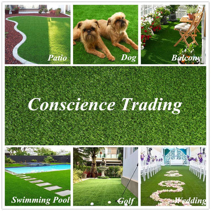 Artificial Grass Synthetic Lawn (0.7" Custom Sizes) -7FTx13FT Indoor/Outdoor Grass Carpet, Easy Installation Multi-use Astroturf Rug, Dog Turf with Drain Holes