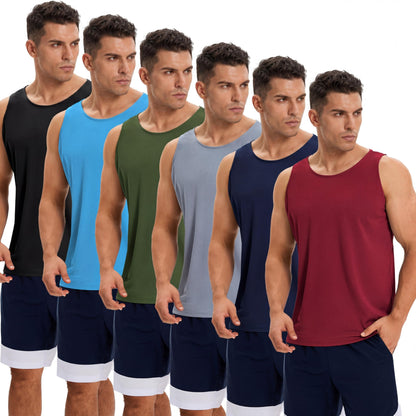 OYGSieg 6 Pack Men's Quick Dry Workout Tank Tops Breathable Gym Sleeveless Muscle Shirts for Active Men SetA L