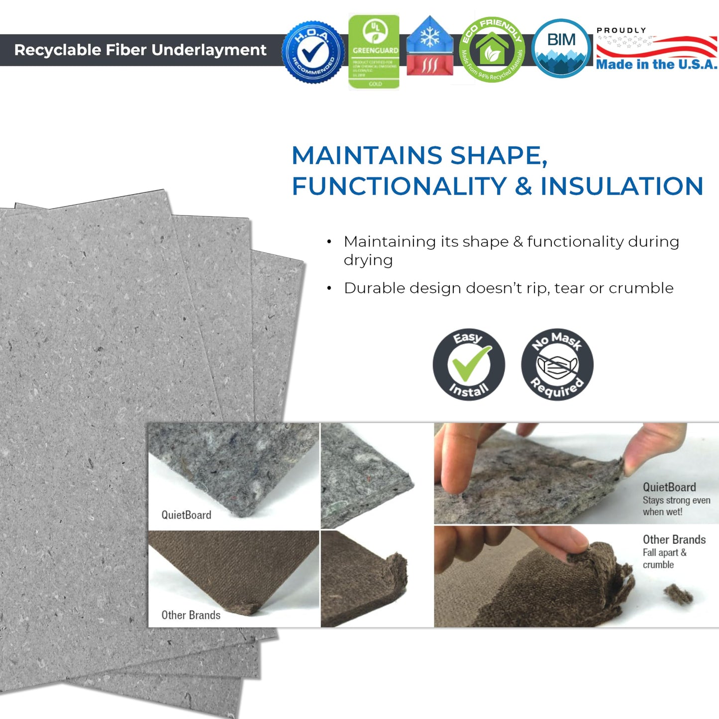 QuietBoard Underlayment – 15 Panels, 90 sq ft