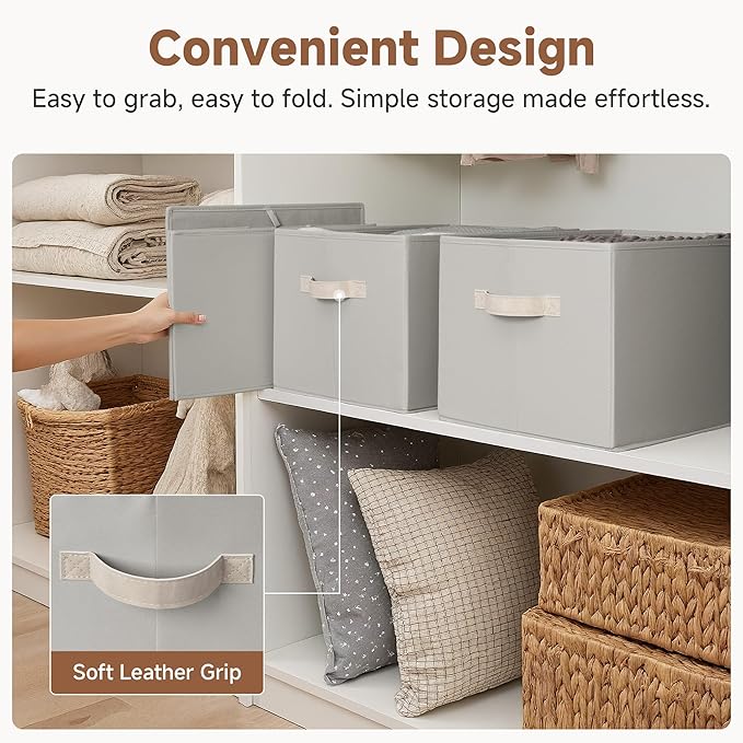 StorageWorks Storage Baskets for Shelves, Fabric Storage Bins, Closet