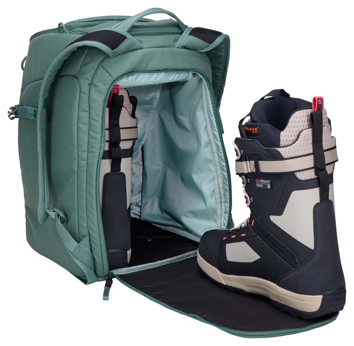 Thule RoundTrip 45L Boot Backpack - Storage compartments to organize and protect gear - Boot bag for ski and snowboard travel - Soft pocket for goggles and helmet - Built in standing pad