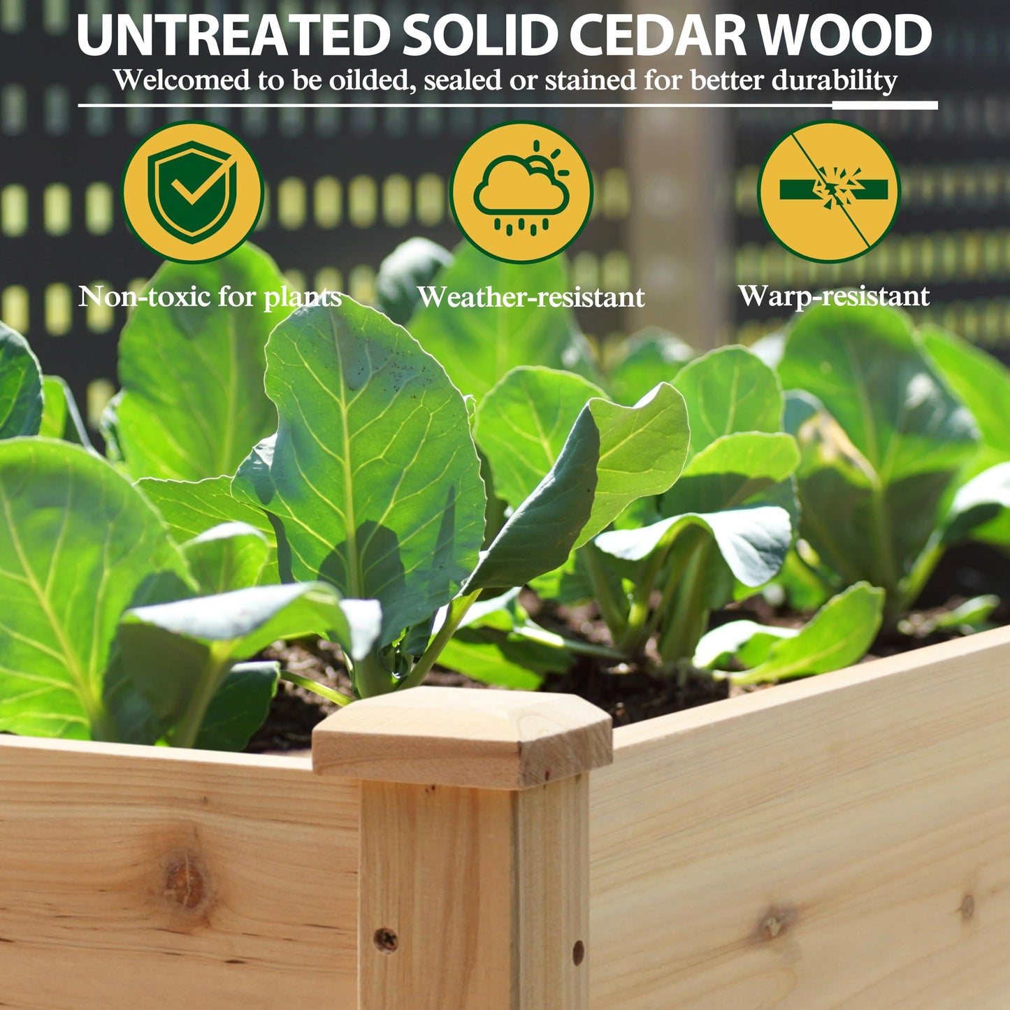 MUPATER 4x2FT Raised Garden Bed, Elevated Planter Box with Drainage Holes, Raised Garden Beds Outdoor with Legs for Herbs and Vegetables, Outdoor and Indoor, Natural Wood