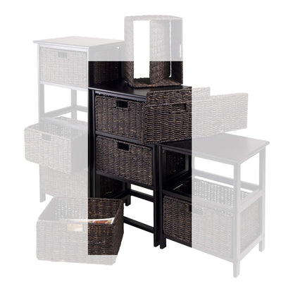 Winsome Omaha Home Storage Rack with 3 Baskets, Stackable Storage Bins for Home Organizing, Functional Furniture for Bedroom, Living Room, Office, Entryway