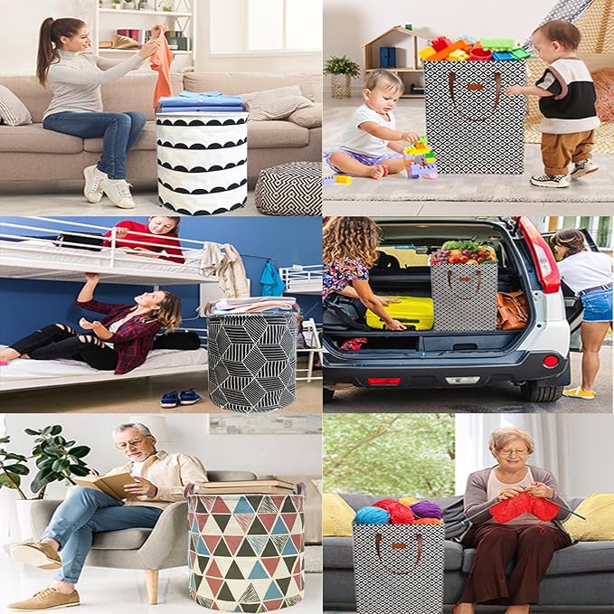 Waterproof Laundry Hamper Collapsible Laundry Basket Leather Handle Laundry Bag