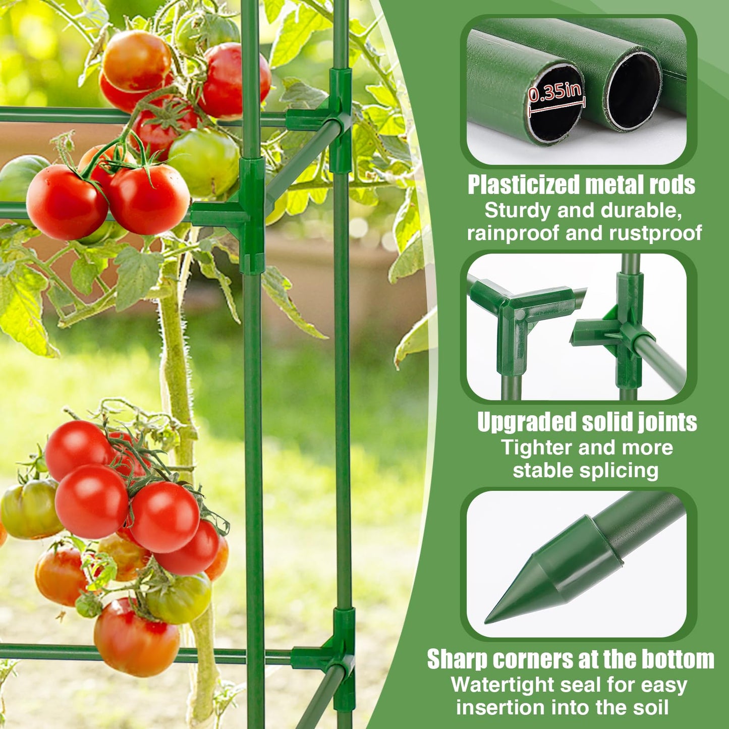 45x14.5x14.5in Square Tomato Cage for Garden - 3 Pack Adjustable Rust-Resistant Tomato Metal Trellis for Pots/Raised Beds/Outdoor, Fits Heavy Plants as Cucumber/Pepper/Eggplant/Pea, Easy to Assemble