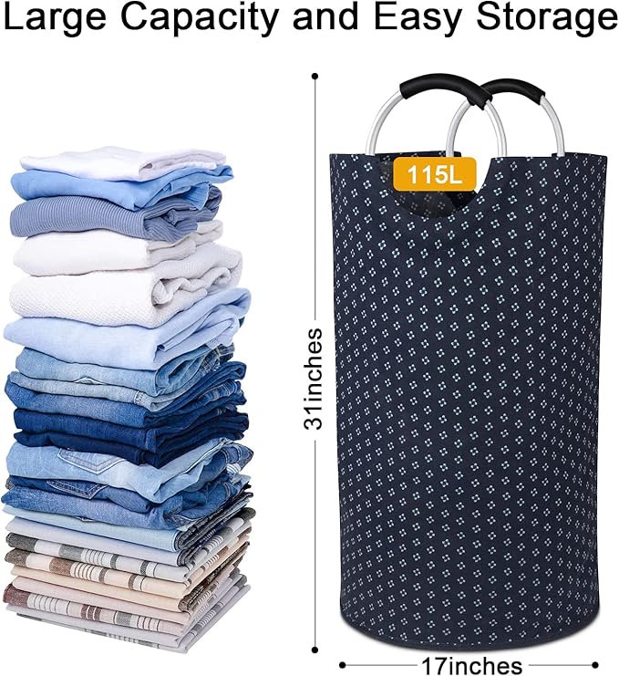 Dalykate Extra Large Laundry Basket 115L Collapsible Oxford Fabric Laundry
