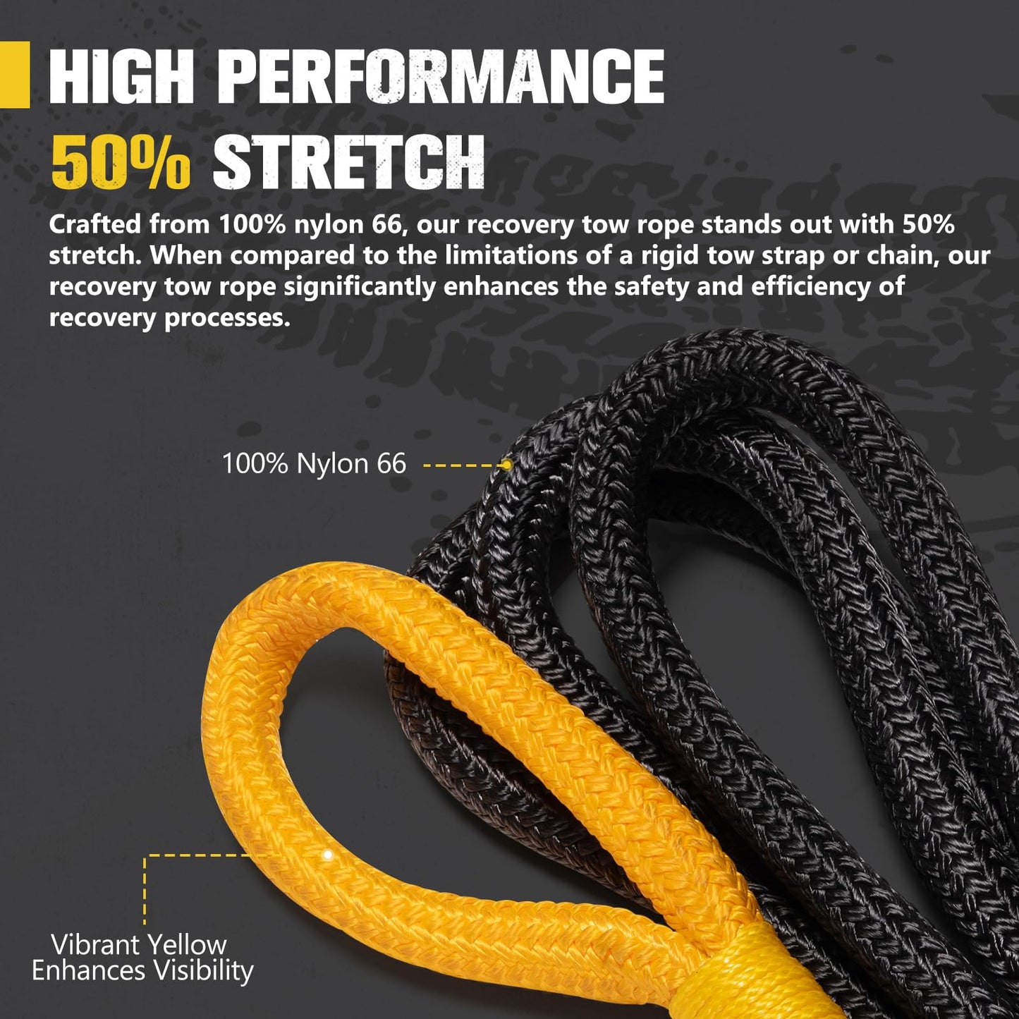 BUNKER INDUST Off-Road Traction Boards (Black) + 3/4in×20ft Kinetic Recovery Rope with 2 Soft Shackles Kit