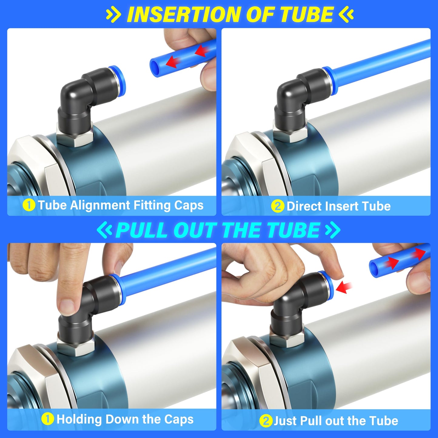 TAILONZ PNEUMATIC Blue 8mm OD 5mm ID Polyurethane PU Air Hose Pipe Tube Kit 10 Meter 32.8ft