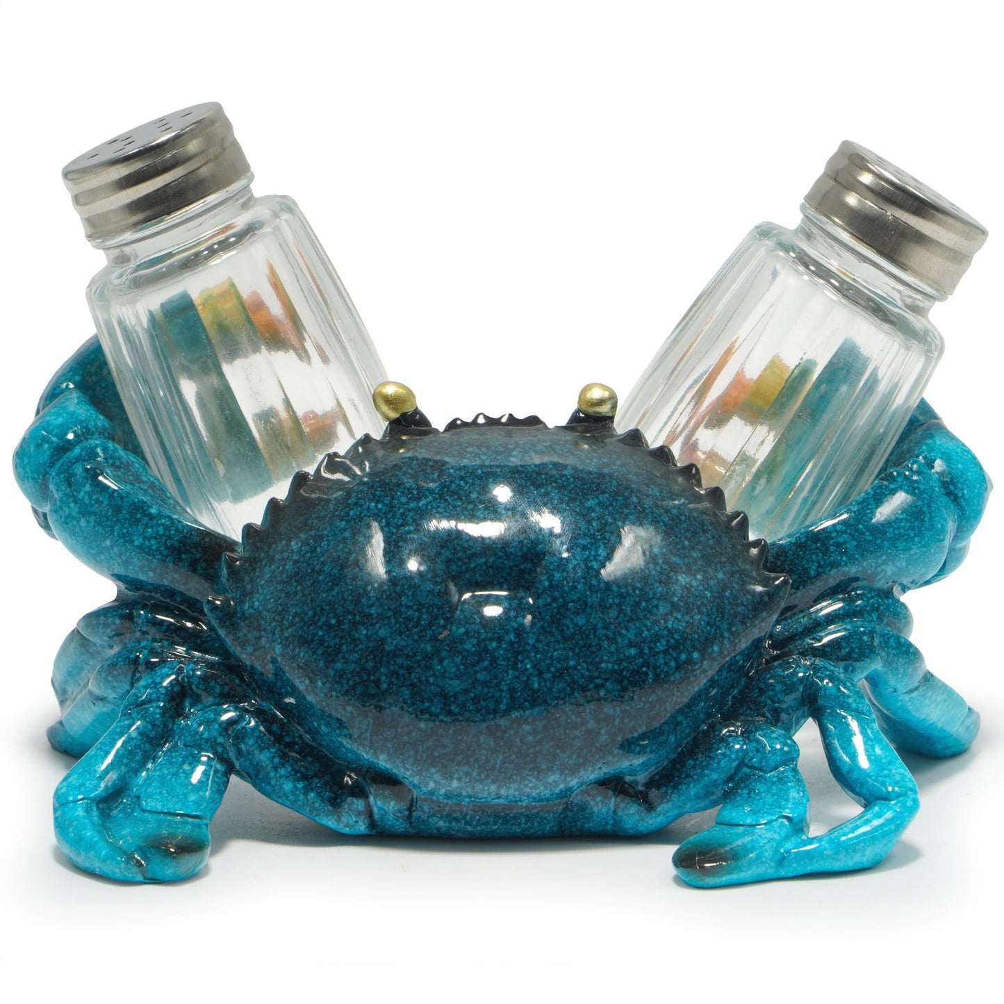 Hodao Sea Crab With Salt and Pepper Shaker Figurines Decoration Crab Set with Holder Figurine for Beach Bar or Tropical Kitchen Decor Table Decor By Home Gifts For Mom (Blue)