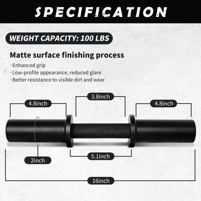 16" Olympic Dumbbell Handle, Dumbbell Bar for 2-inch Olympic Weight Plates, Loadable Dumbbells for Home Gym Strength Training, 2 Pair of Spring Collars Included