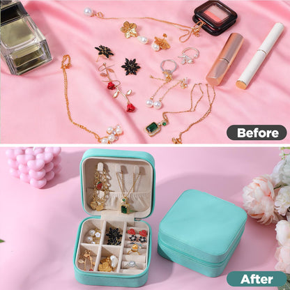 AojSup 12 Pcs Small Jewelry Box Mini Travel Jewelry Case Bridesmaid Gift Pu Leather Travel Organizer Small Jewelries Box Mini Storage Organizer Storage Boxes for Women Girls Bridesmaid Proposal Gift