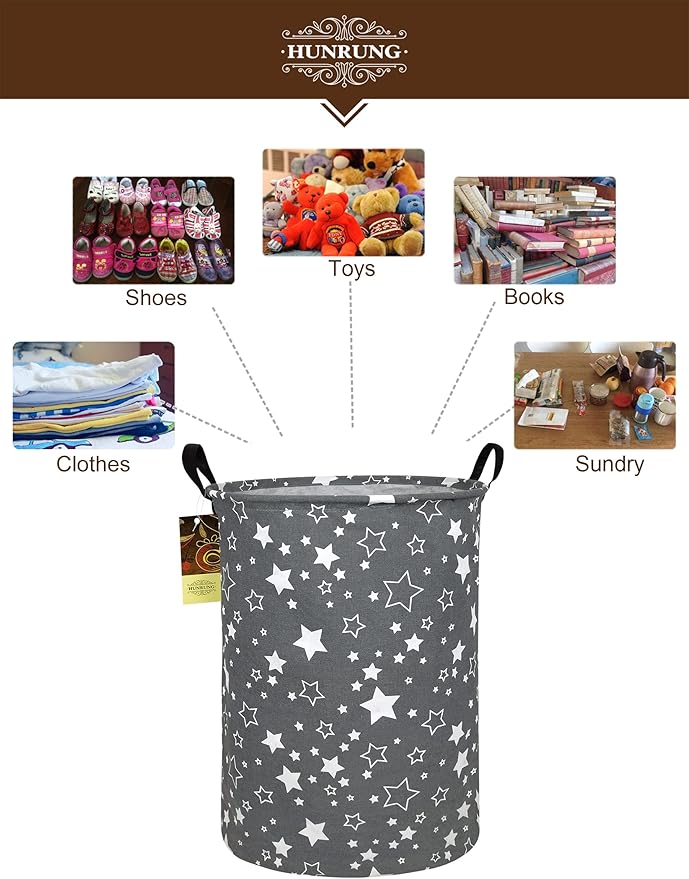 HUNRUNG Laundry Hamper, Large Canvas Fabric Lightweight Storage Basket Toy