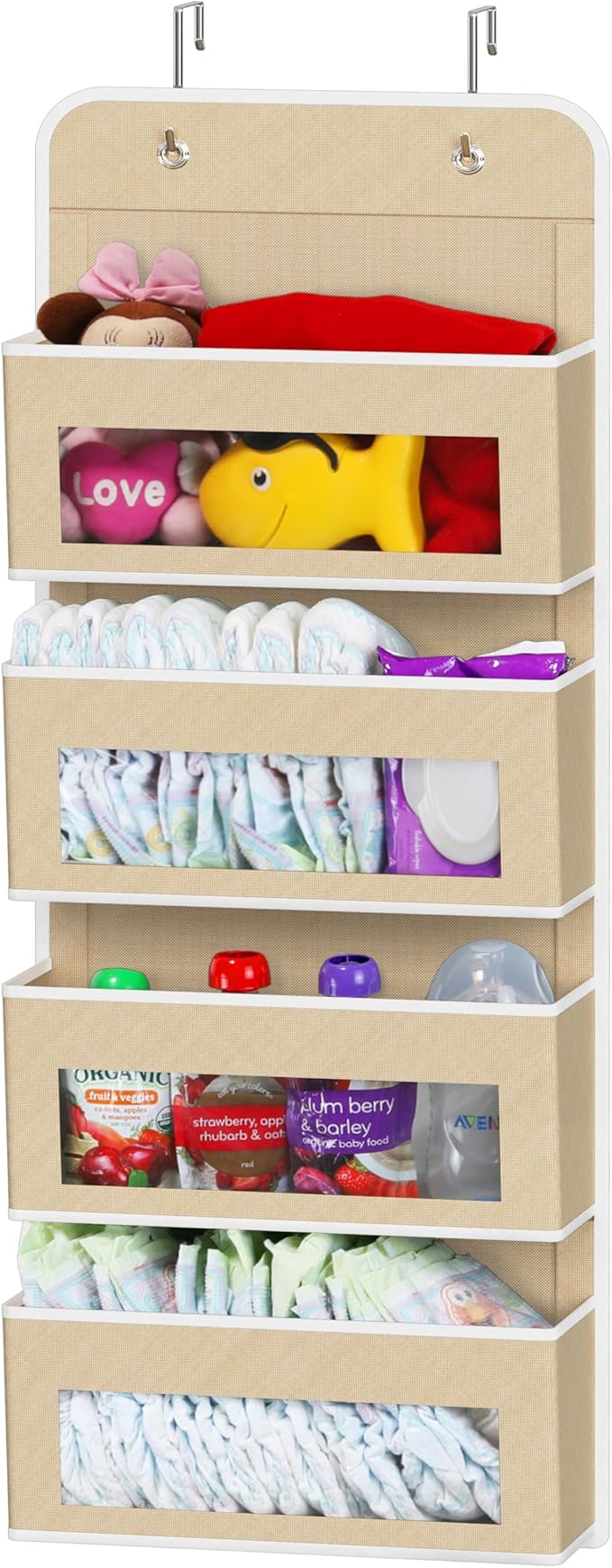 Simple Houseware 4 Clear Window Pocket Over Closet Door Storage Hanging