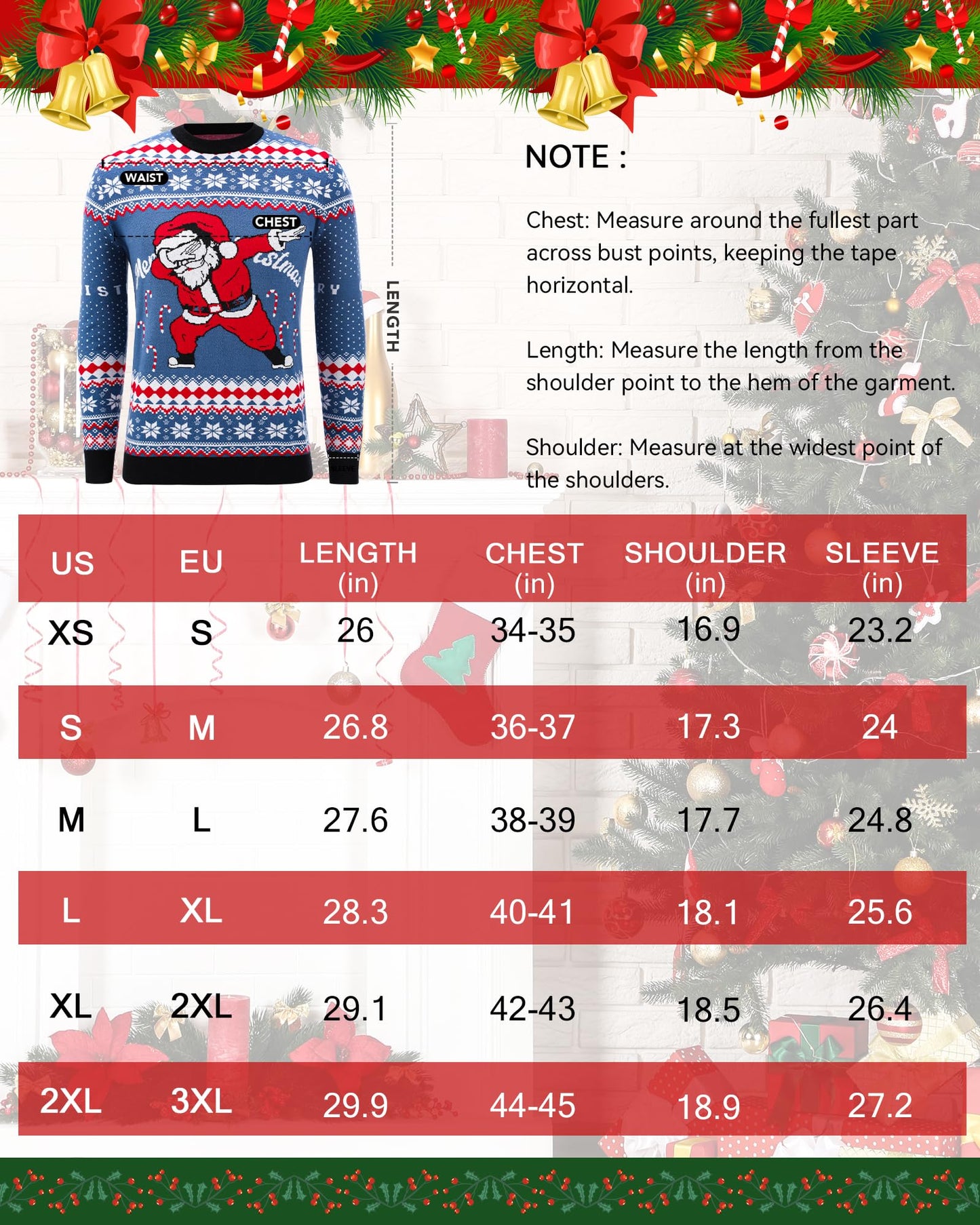Runhit Ugly Christmas Sweater for Men Women Knitted Long Sleeve Ugly Christmas Sweater Funny Santa Pullover for Holiday M