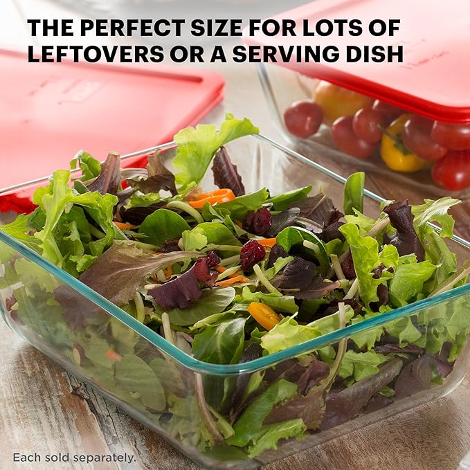 Pyrex Simply Store Glass Food Storage Container, Snug Fit Non-Toxic Plastic