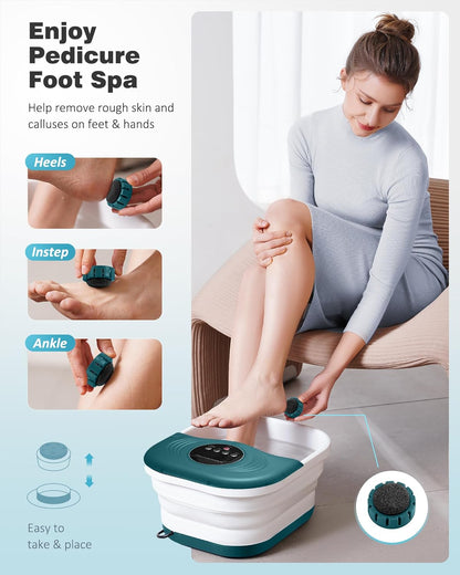 Foot Spa Bath Massager with Heat, Bubbles, Vibration, 8 Removeable Roller (not Motorized), Pedicure Foot Spa with 95-118℉ Temperature Control for Relaxing Feet at Home