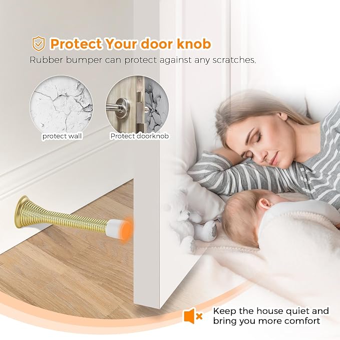 Ravinte Door Stoppers, 30 Pack Gold Spring Door Stops with Rubber Bumper, Door Stoppers for Bottom of Door