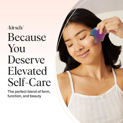 Kitsch Stainless Steel Gua Sha Facial Tools - Guasha Tool for Face, Face Sculpting Tool, Jawline Shaper, Double Chin Reducer, Body Gua Sha Tools, Lymphatic Drainage Massager, Facial Skin Care - Silver