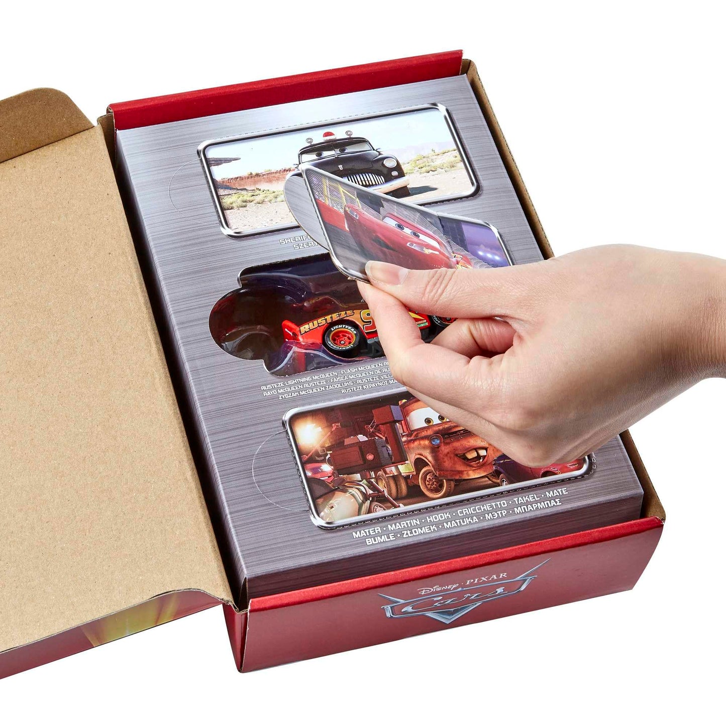 Mattel Disney and Pixar Cars Toys, Radiator Springs 3-Pack with Lightning McQueen, Mater and Sheriff Die-Cast Toy Cars, HBW14