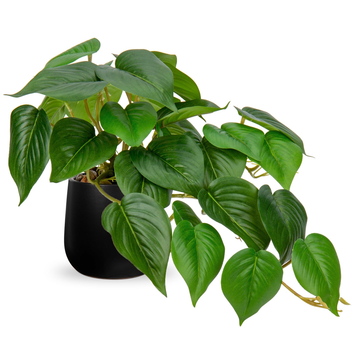 DILATATA Fake Plants Indoor 8 Inch Artificial Pothos Plant in Black Ceramic Pot - Faux Potted Pothos Plant for Home Aesthetic Decor Living Room Shelf Office