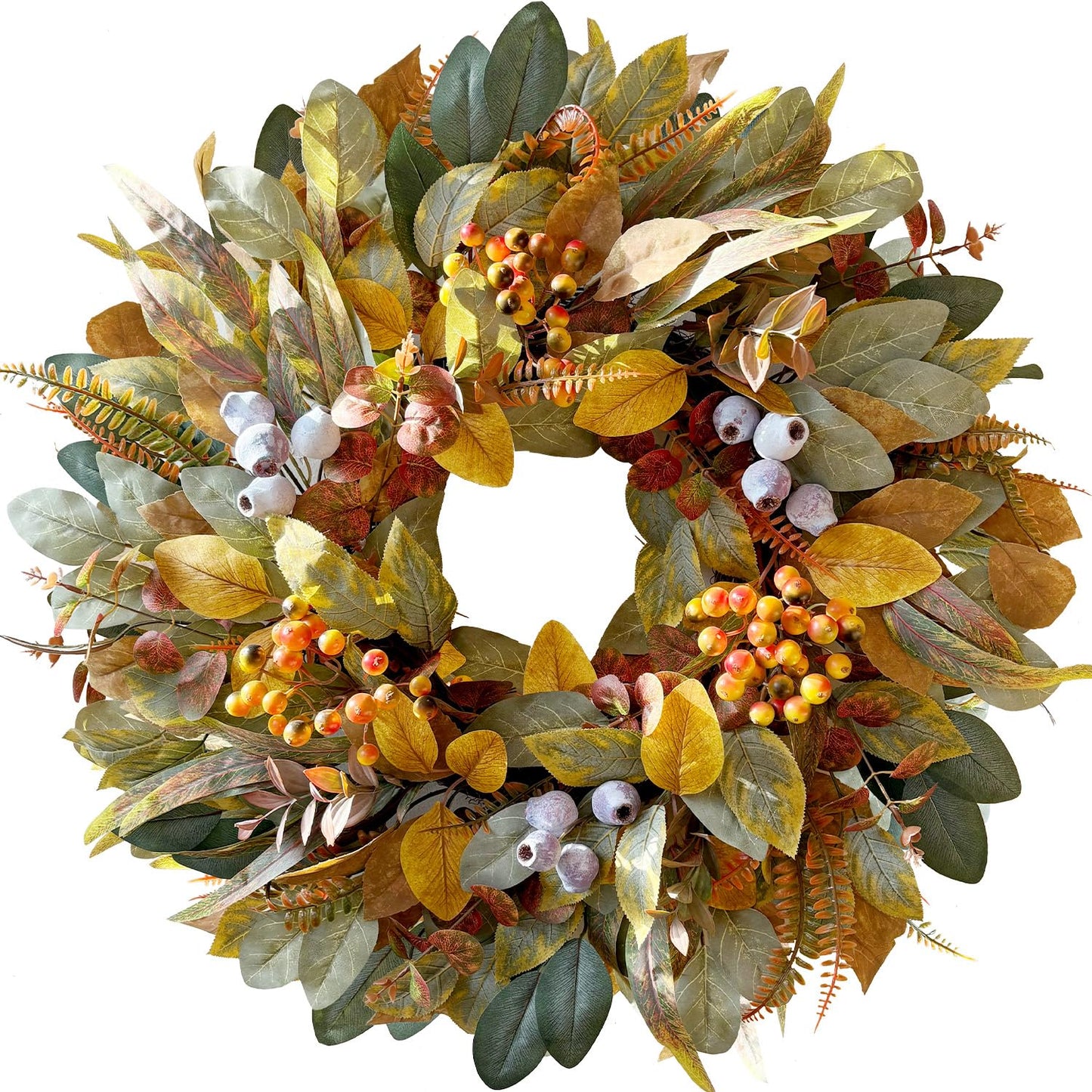 WANNA-CUL 22 Inch Eucalyptus Fall Front Door Wreath Harvest Farmhouse Decor