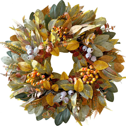 WANNA-CUL 22 Inch Eucalyptus Fall Front Door Wreath Harvest Farmhouse Decor