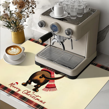 HOMETITUTE Stove Top Covers for Electric Glass Stove 28x20 Inch Christmas Dog Reindeer Design Heat Resistant Cooktop Protector Counter Cover Dish Drying Mat for Kitchen RV Camper