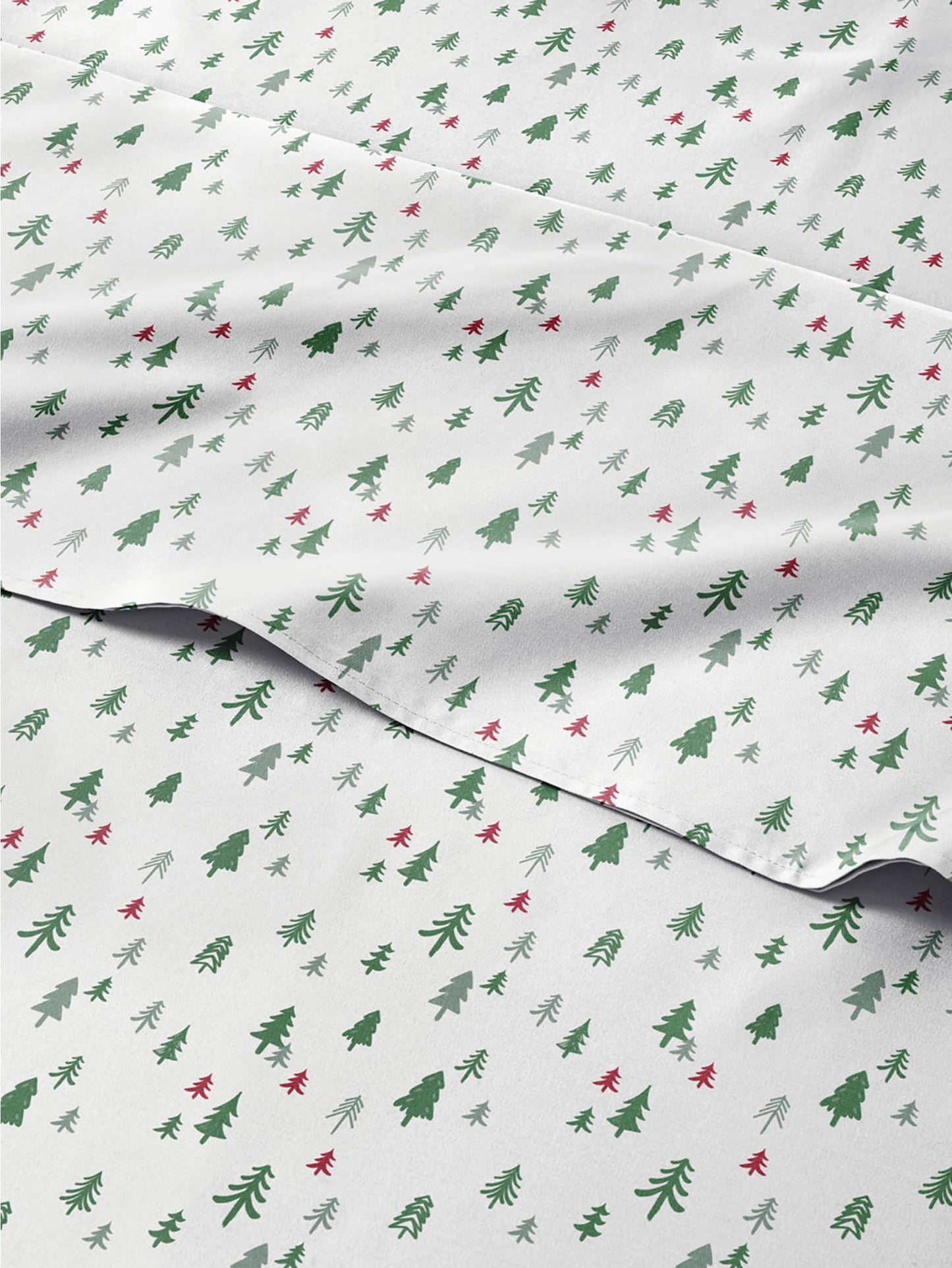 King Christmas Trees Sheet Set - Holiday Xmas Pattern Bedding Set - Deep Pockets - Snug Fit - 4 Piece - Wrinkle Free & Easy Care - Comfy Festive Winter - Holiday Sheets for Women, Men, Kids & Teens