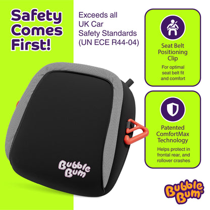 BubbleBum Inflatable Booster Car Seat - Travel Car Seat - Portable Car Booster Seat - Booster Seat for Car - Slim Foldable Narrow Design Car Seat - Perfect for Kids 4-11yrs Old - Black