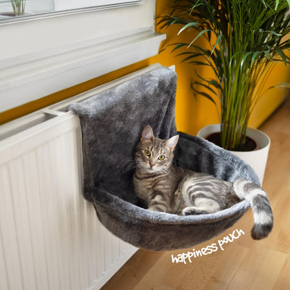 Petlicity Deluxe Radiator Cat Bed, Round Cosy and warm fleece beds Basket Cradle Hammock, Solid & Durable Iron Frame handling heavier Animals, Perfect for Cats, Kittens, Puppy Dog (GREY)