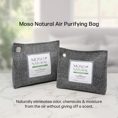 Moso Natural Air Purifying Bag 300g (3 Pack). A Scent Free Odour Eliminator for Closets, Bathrooms, Laundry and Pet Areas. Premium Moso Bamboo Charcoal