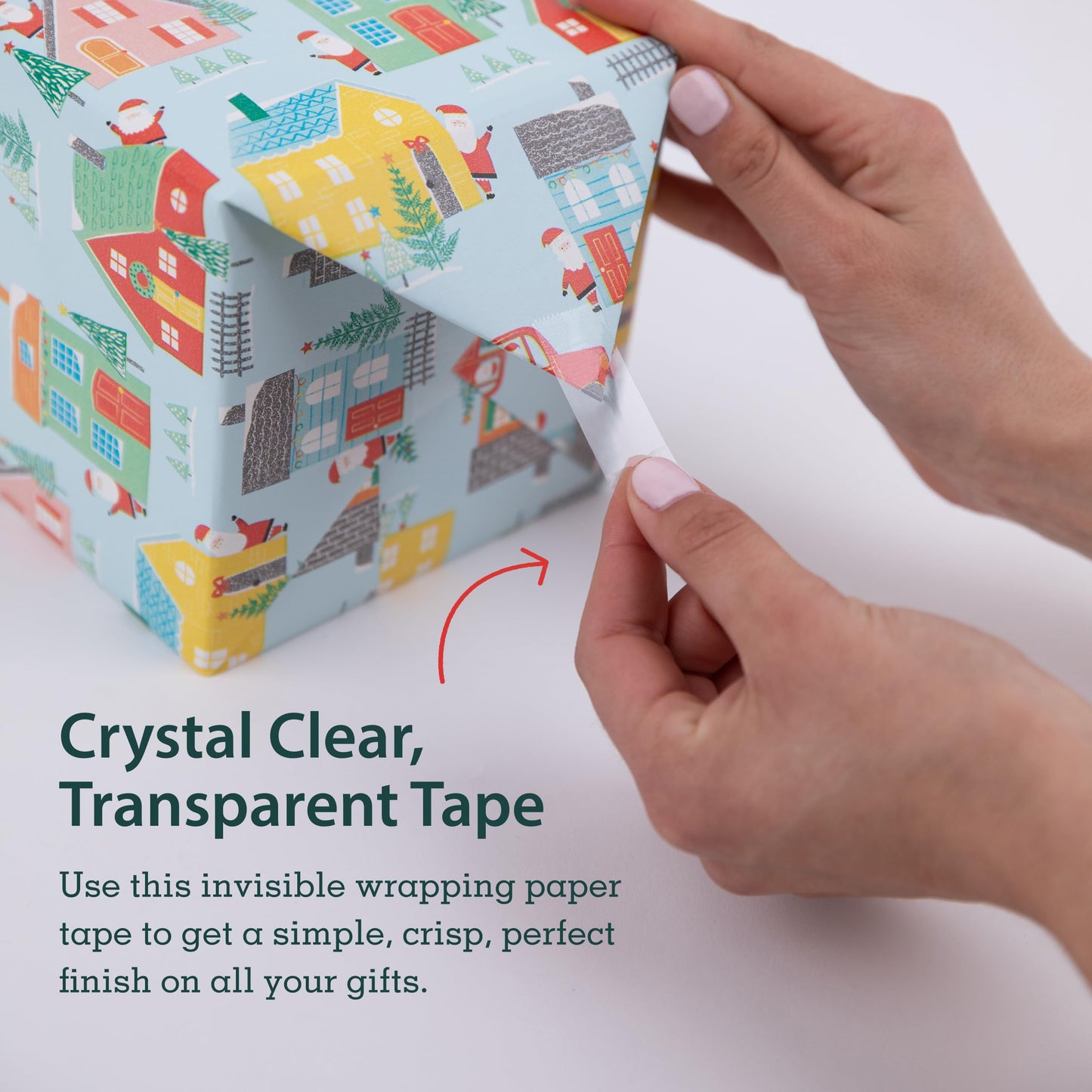 Little ELF Gift Wrap Tape, 6 Rolls, 3/4 x 650 Inches, Clear, Transparent Tape for Wrapping Paper, Christmas, Holiday