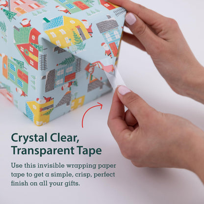 Little ELF Gift Wrap Tape, 6 Rolls, 3/4 x 650 Inches, Clear, Transparent Tape for Wrapping Paper, Christmas, Holiday