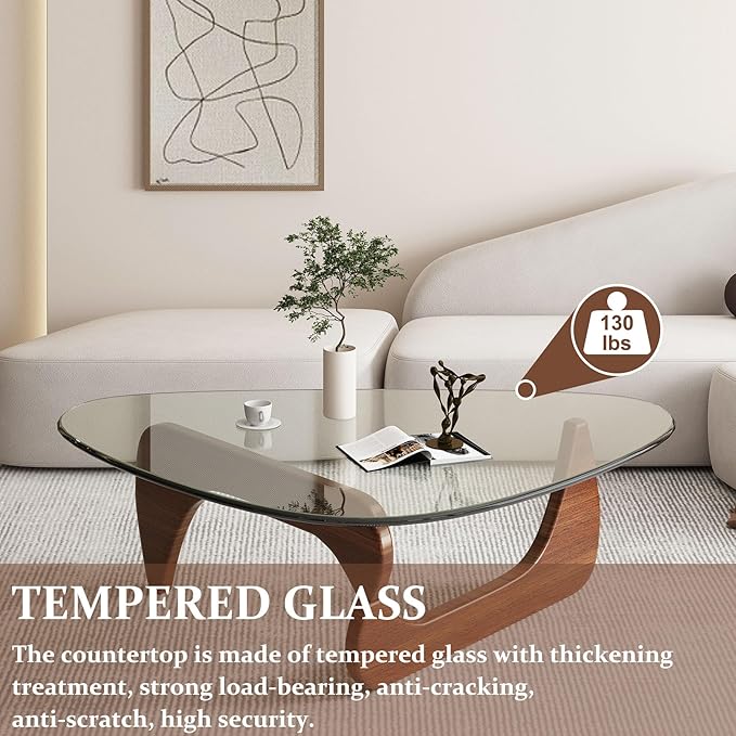 Modern Glass Coffee Table, 35.8" Small Center Table, Mid Century Tea Tables