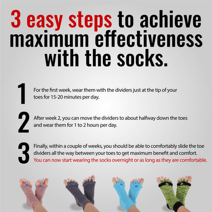 My Happy Feet Foot Alignment Socks with Toe Separators for Men or Women | Red - (Medium)