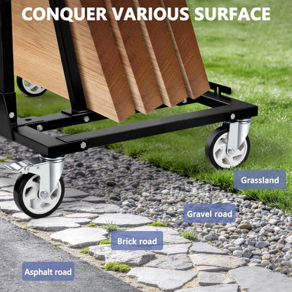 KEDSUM 2200lbs Drywall Cart Heavy Duty, Thicken Steel Built Table Cart with Handle, Panel Dolly with 5" Swivel Casters, Handling Drywall, Plywood, Lumber, Ideal for Factory, Hotel, Warehouse, Party