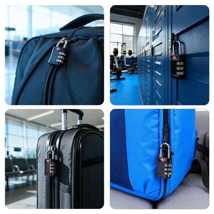 TSA Approved Combination Lock - Compact & Durable Luggage Locks, 3-Digit Resettable Password for Travel, Gym Lockers, Cabinets, Black