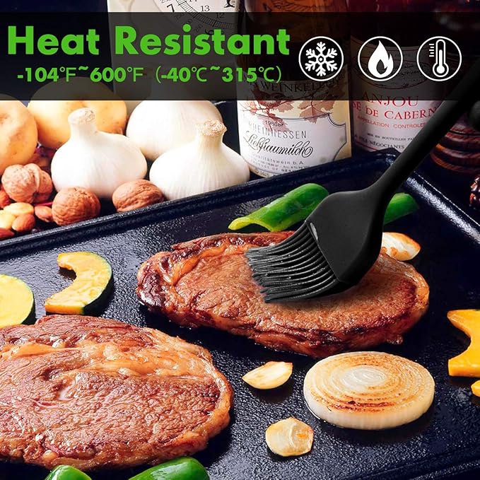 HOTEC 600℉ Heat Resistasnt Basting Brushes, BPA Free Silicone Pastry Brush