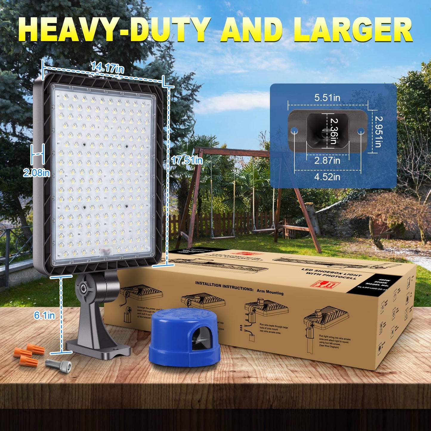 Tomourd 480W LED Parking Lot Light 72000LM Shoe Box Street Light with Dusk to Dawn Photocell, 5000K IP65 Waterproof Adjustable wall Mount, Commercial Flood Light for Large Area, 110-277V