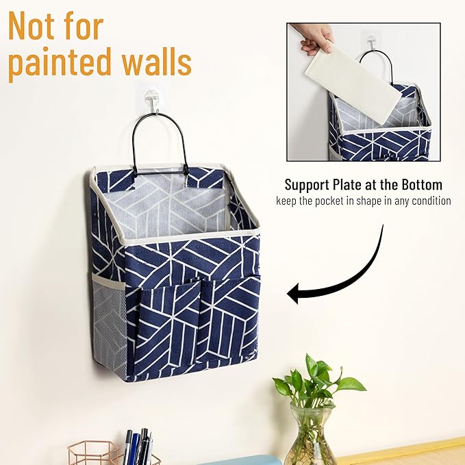 2pcs Wall Hanging Storage Bag, Small Door Closet Linen Fabric Pockets Organizer