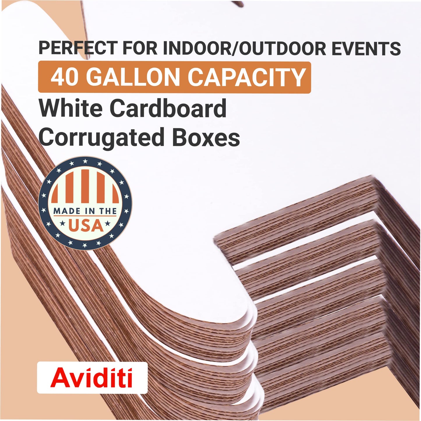 Box USA 40 Gallon 18" L x 18" W x 30" H 10-Pack Cardboard Trash Cans and Recycling Bins, Reusable or Disposable Pop Up Garbage Boxes for Parties, Outdoor Events, Heavy Duty, Recycle