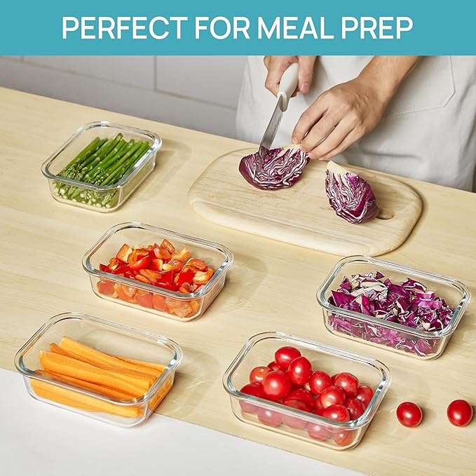 Vtopmart 5Pack 22oz Glass Storage Containers