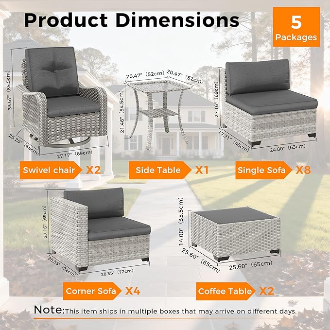14-Seat Modern Patio Furniture Set