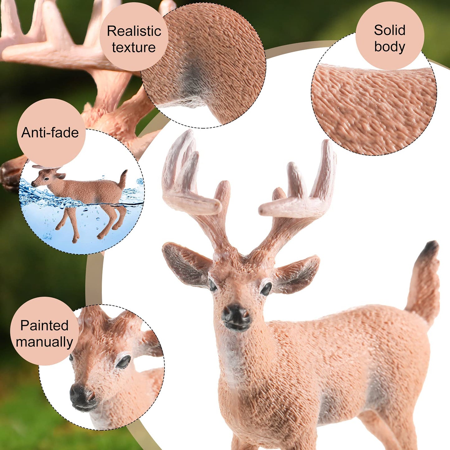 Skylety 6 Pcs Woodland Animals Figures Forest Deer Rabbit Squirrel Figurines Miniature Reindeer Family Woodland Animal Toys Cake Toppers for Wedding Birthday Party Decoration Favors