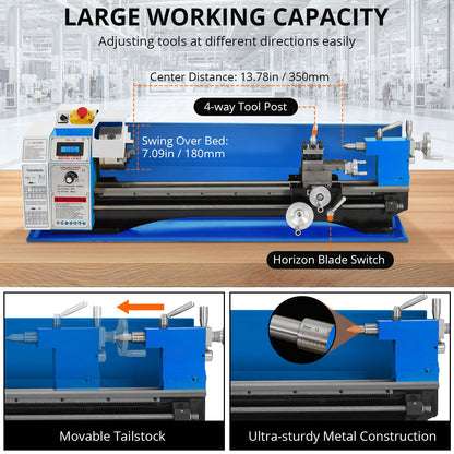GarveeTech Metal Lathe, 9 in x 30 in Mini Metal Lathe 0-2500 RPM Variable Speed, 1100W Benchtop Lathe with 5 in 3-jaw Chuck, Precision Lathe Machine with Metal Gears and Tool Box for Metal Turning