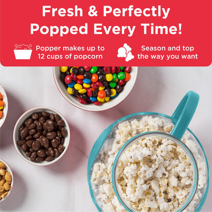 Ecolution Patented Micro-Pop Microwave Popcorn Popper with Temperature Safe Glass, 3-in-1 Lid Measures Kernels and Melts Butter, Made Without BPA, Dishwasher Safe, 3-Quart, Aqua